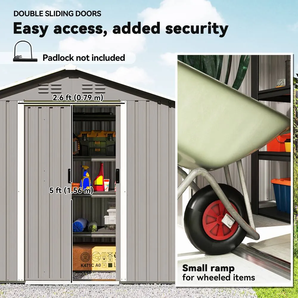 OUTSUNNY 6.5x3.5ft Metal Garden Shed for Garden, Light Grey 4