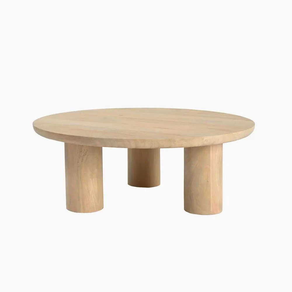 FurnitureboxUK Teton Round Wood 3 Leg Coffee Table in Light Brown 2
