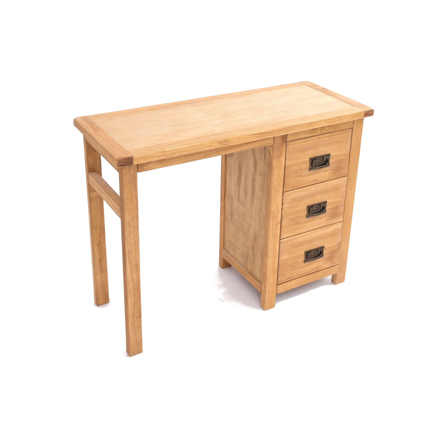 Cabinet Bits Lugo 3 Drawer Desk - Dressing Table Brass Drop Handle in Light Brown 3