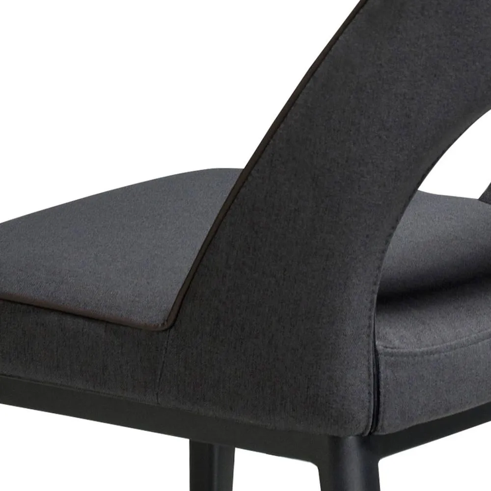 Angel Cerda Dark Grey Fabric Dining Chair with Black Steel Legs 5