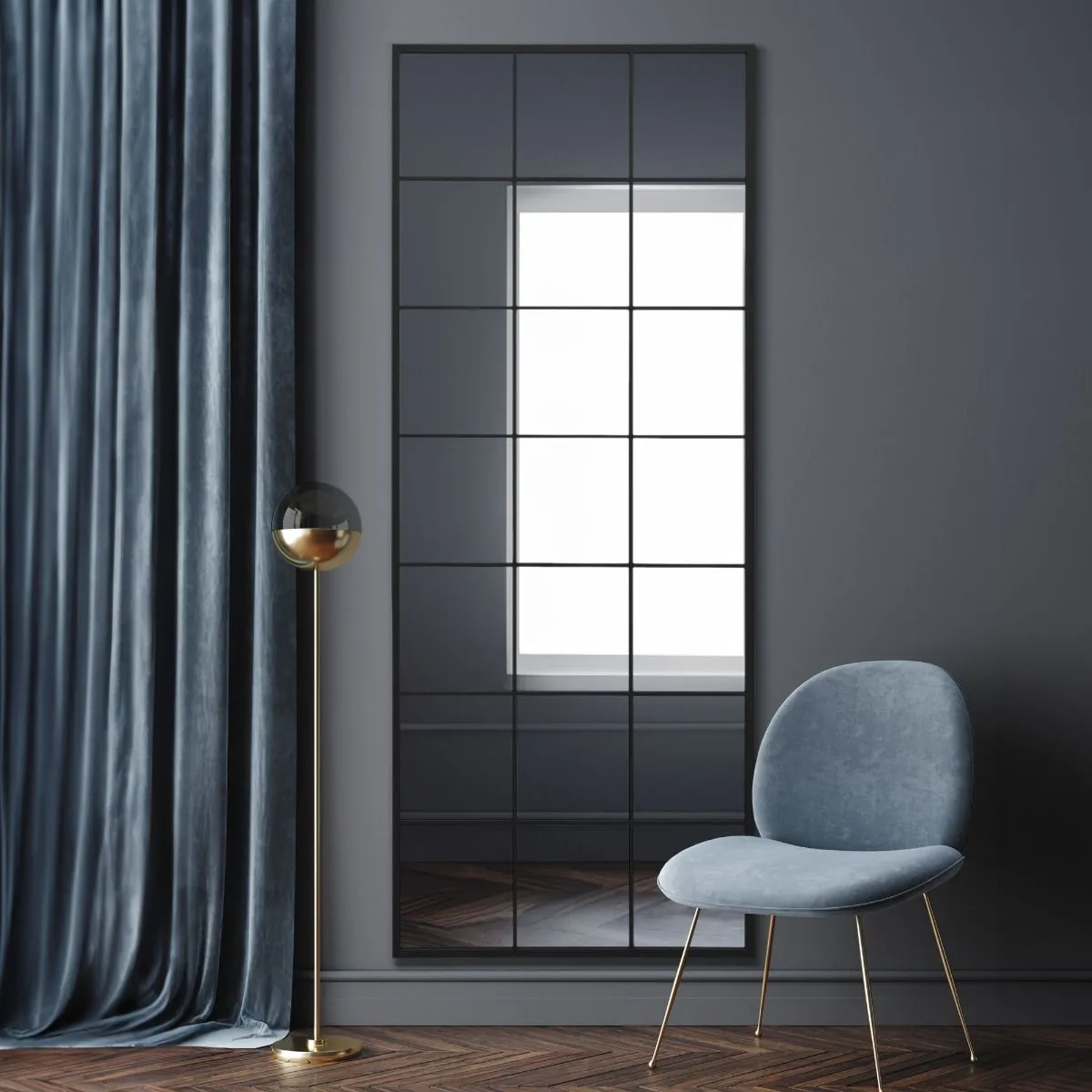 MirrorOutlet Black Modern Window Leaner / Wall Mirror 79" X 31" (200CM X 80CM) 6