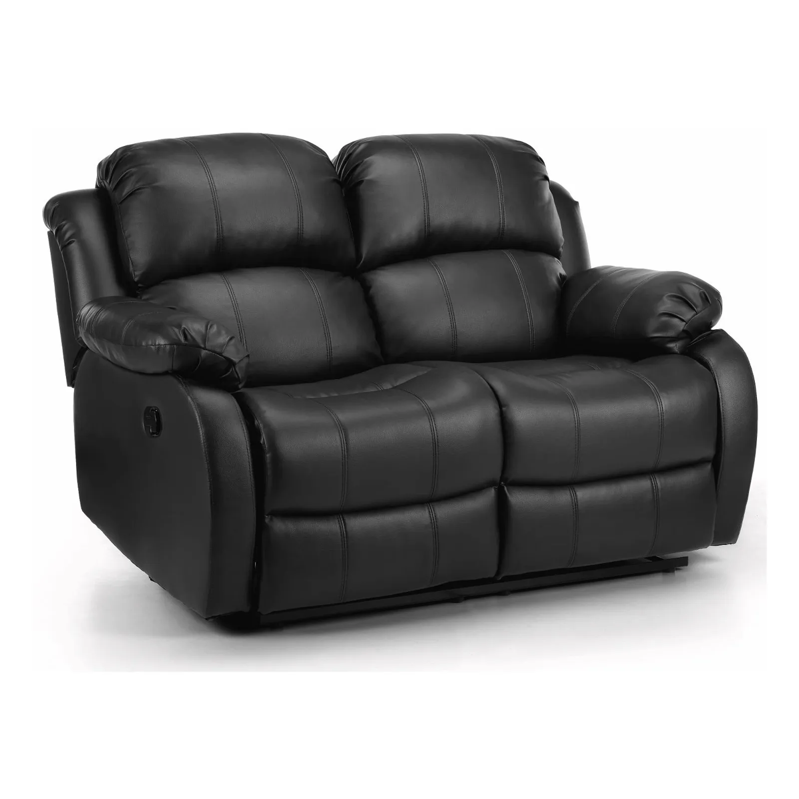 Anton Bonded Leather Reclining 2 Seater Sofa Black
