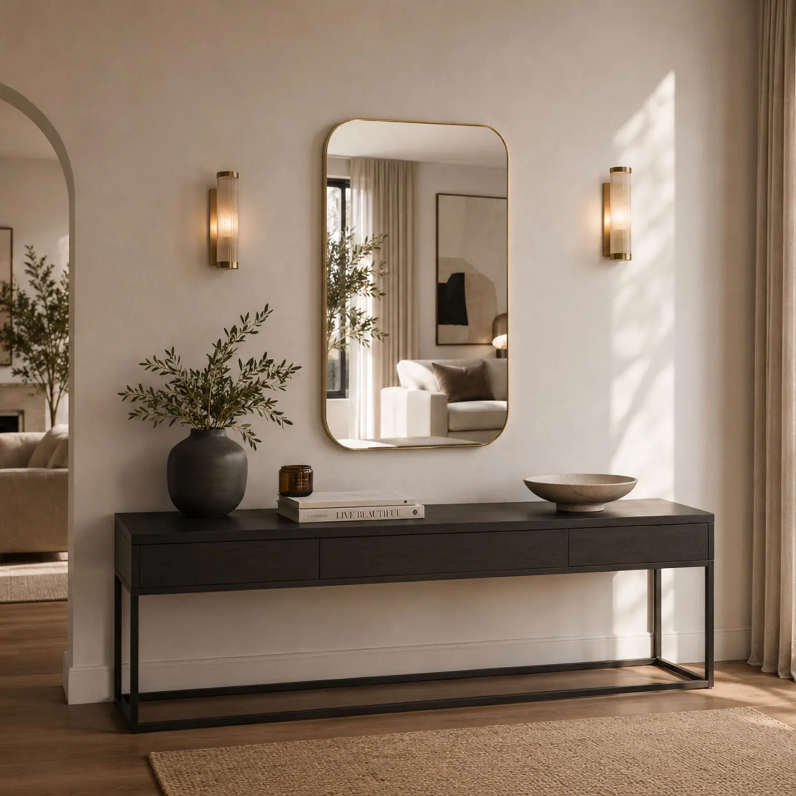 Yearn Mirrors Minimal Curved Mirror Gold 90x60cm 4