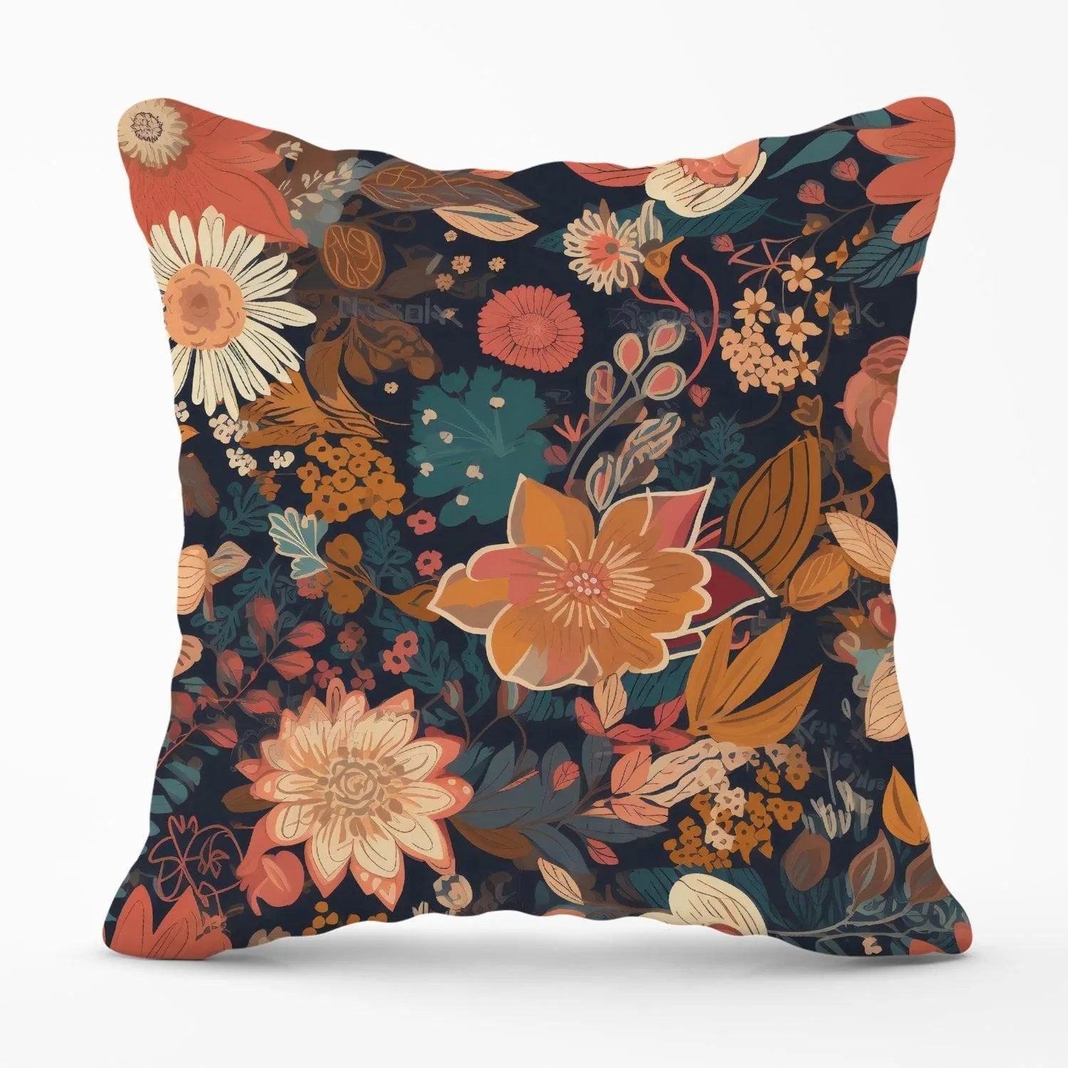 Warren Reed - Designer Boho Chic Flower Outdoor Cushion in Orange