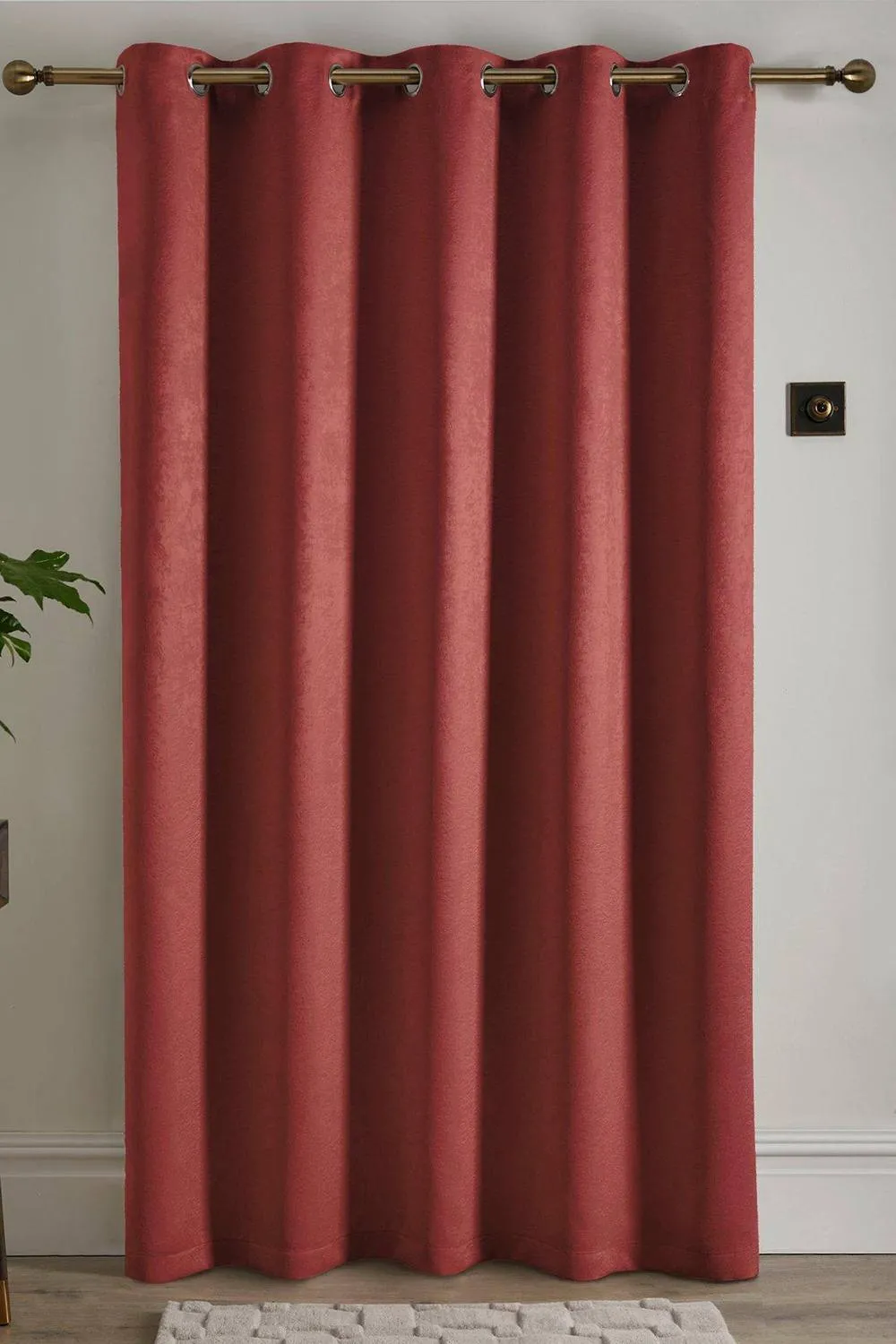 Fusion 'Strata' Dim out woven Eyelet Single Panel Door Curtain in Terracotta 2