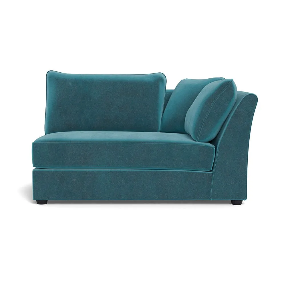 Heal's Tailor Large Curved Right Hand Facing Corner Unit Smart Luxe Velvet Airforce Black Feet