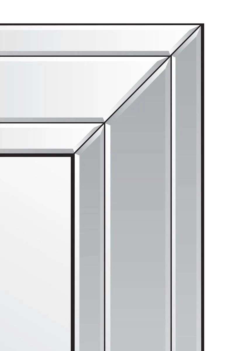 MirrorOutlet Langley All Glass Modern Bevelled Mirror 90 x 60 CM in Silver 5