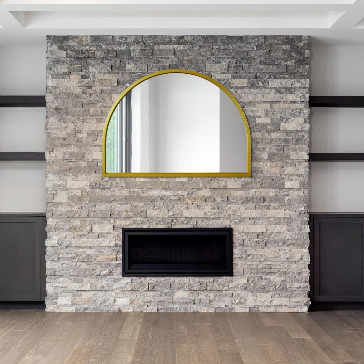 MirrorOutlet Gold Metal Framed Arched Wall Mirror 49" X 35" (125CM X 90CM) 3
