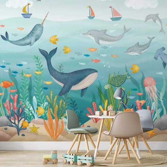Kids Under the Sea Wall Mural