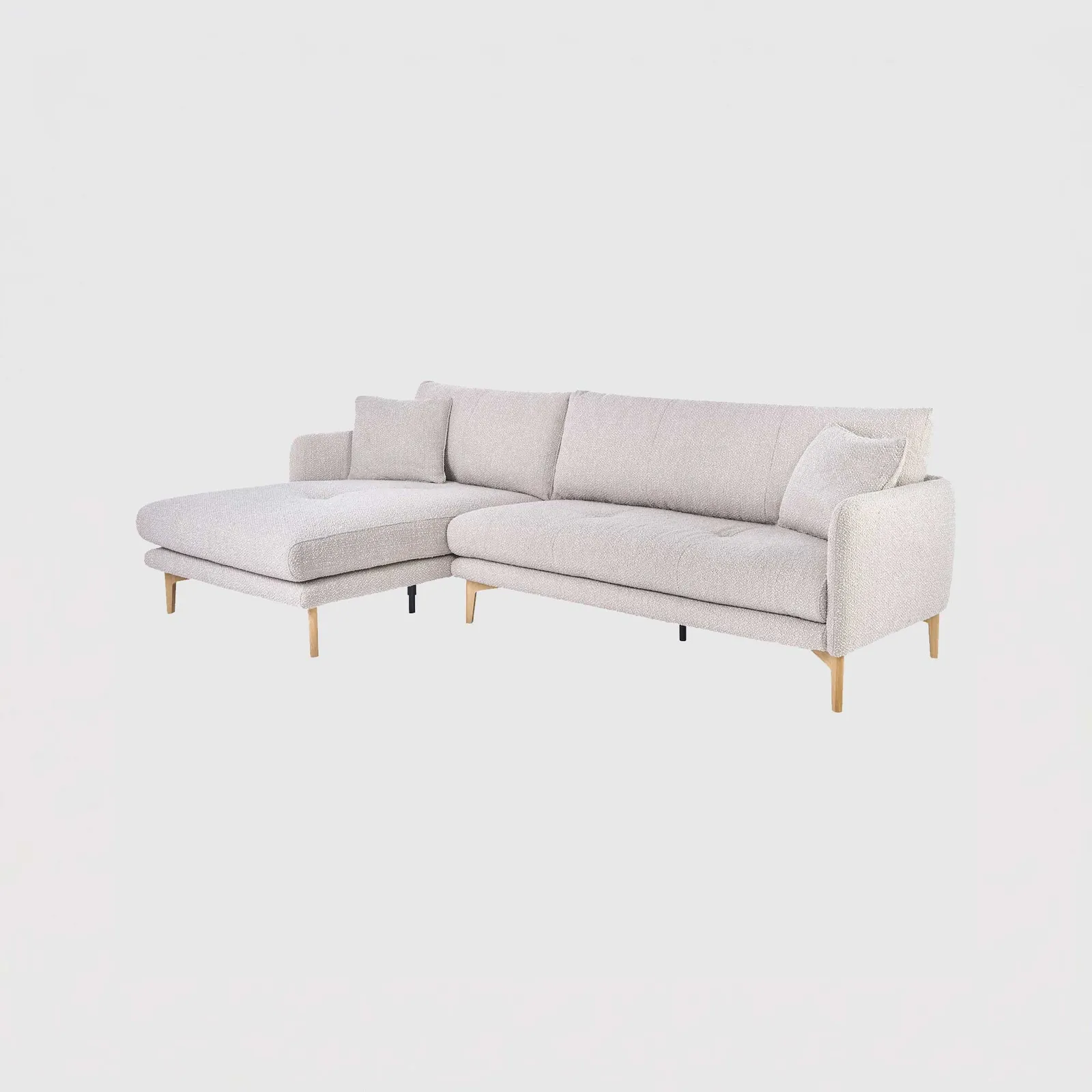Ercol Aosta Medium Chaise Left Corner Sofa, Neutral Fabric | Barker & Stonehouse