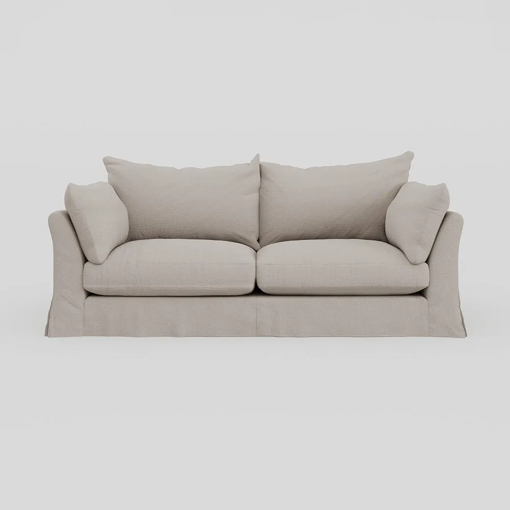 Heal's Tailor Loose Cover 4 Str Sofa Capelo Linen Sea Salt, Natural Beech Feet 1