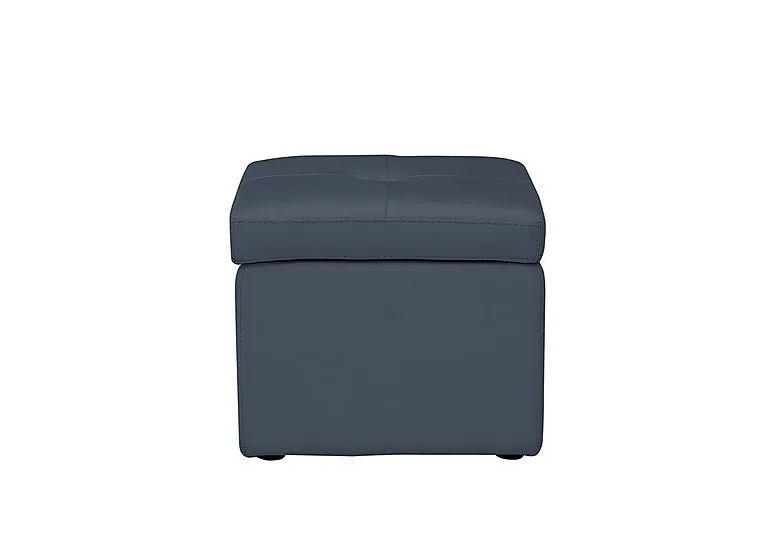 Easy Tray Leather Storage Footstool - BV Ocean Blue