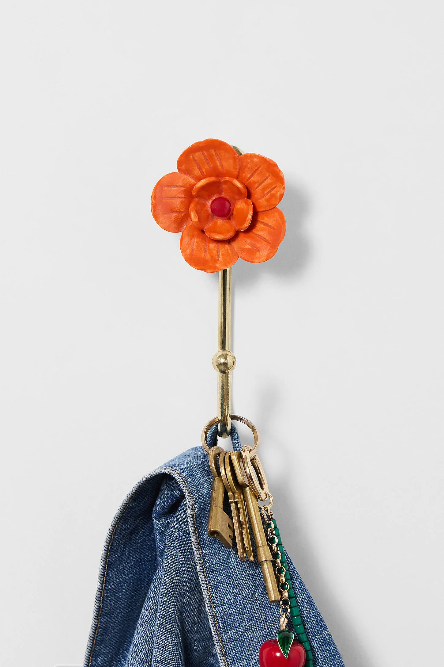 Orange Single Flower Wall Hook - Orange