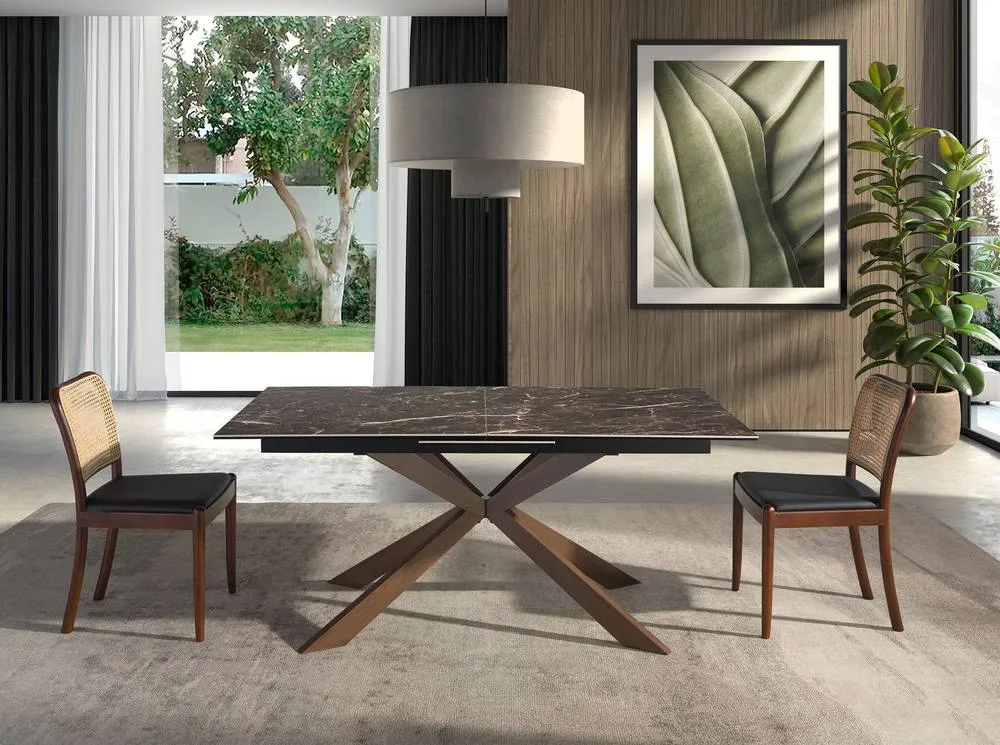 Angel Cerda Rattan & Black Leatherette Dining Chair in Jet Black 6