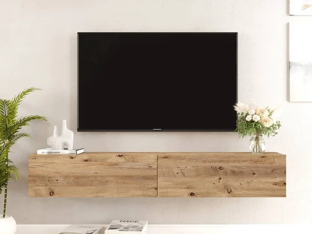 Vente-unique 2 - Door Wall - Mounted TV Unit - Light Natural - AUBEPINA in Light Oak 6