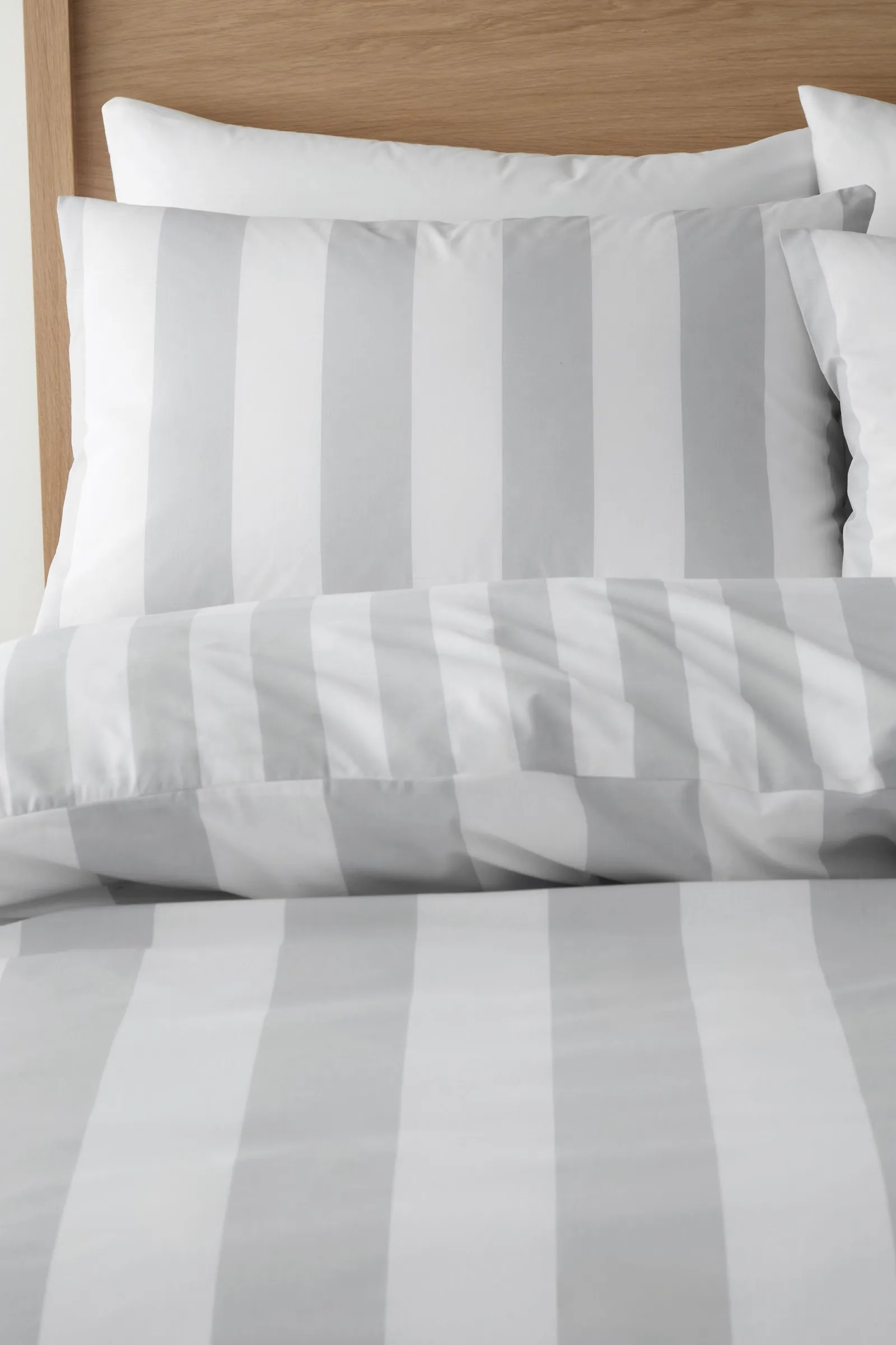 Catherine Lansfield 'Cove Stripe' Reversible Duvet Cover Set in Silver 3