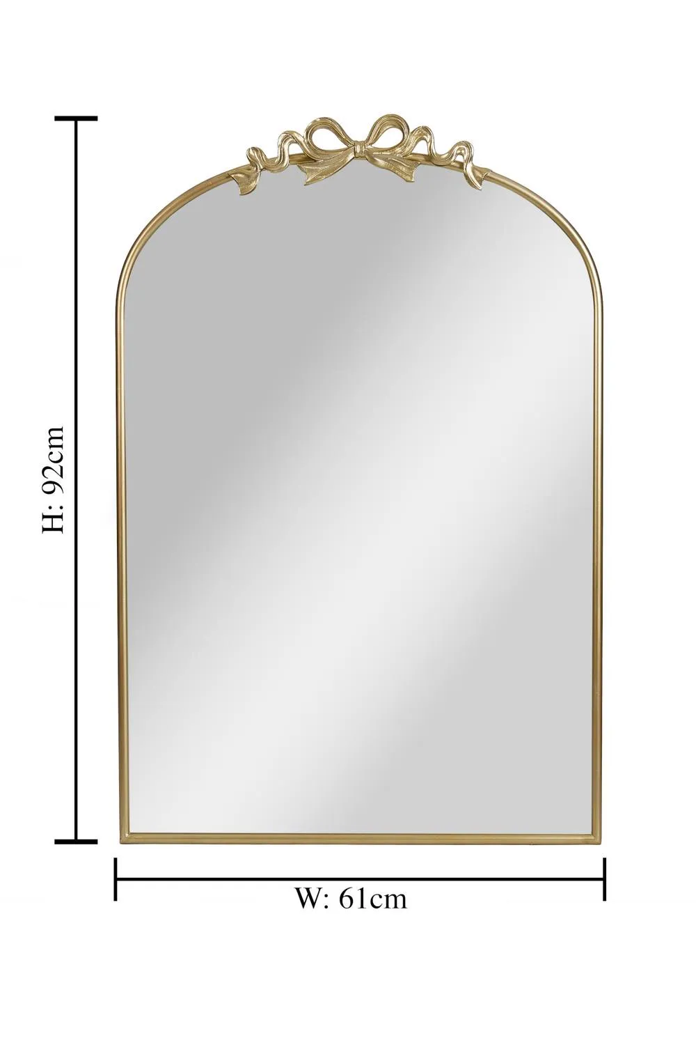 Dibor Gold Bow & Ribbon Arched Wall Mirror, 92cm x 61cm 2