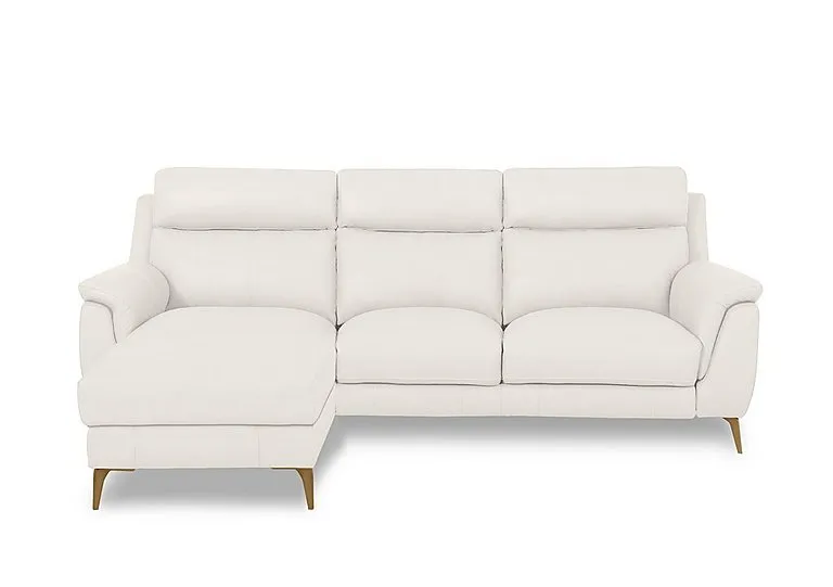 Eclipse Leather 3 Seater Left Hand Facing Chaise End Sofa - Star White