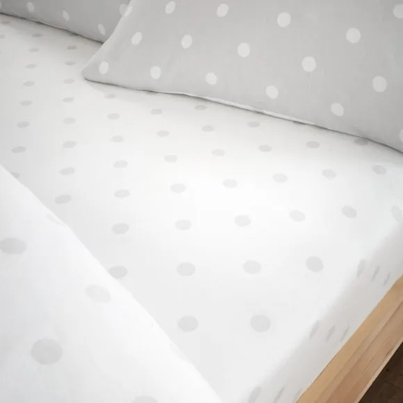 Catherine Lansfield Polka Dot 100% Brushed Cotton Fitted Sheet 1