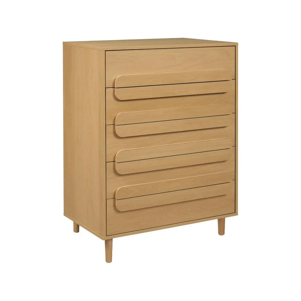 sweeek Vintage wood effect 5 drawer chest in Brown 2