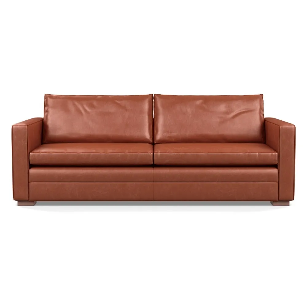 Heal's Palermo 4 Seater Sofa Stonewash Leather Light Brown 274 Walnut Feet 1