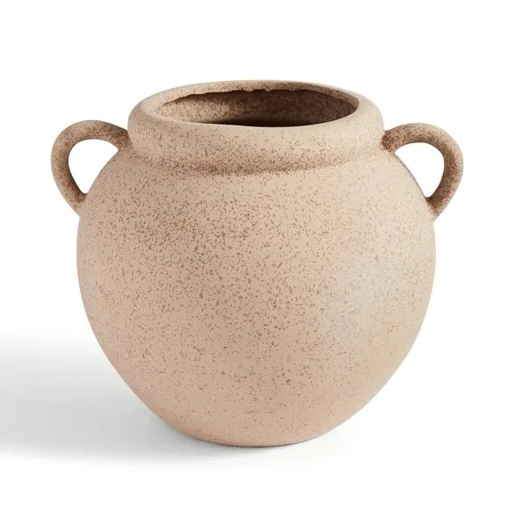 Wide Stone Vase with Handles 3
