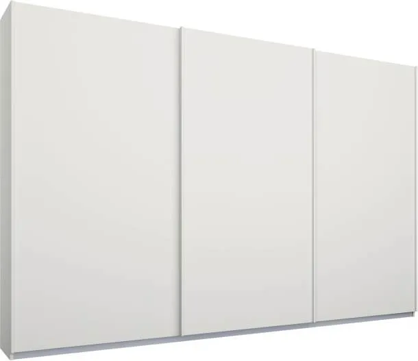Malix 3 door 270cm Sliding Wardrobe, White frame,Matt White doors , Classic Interior