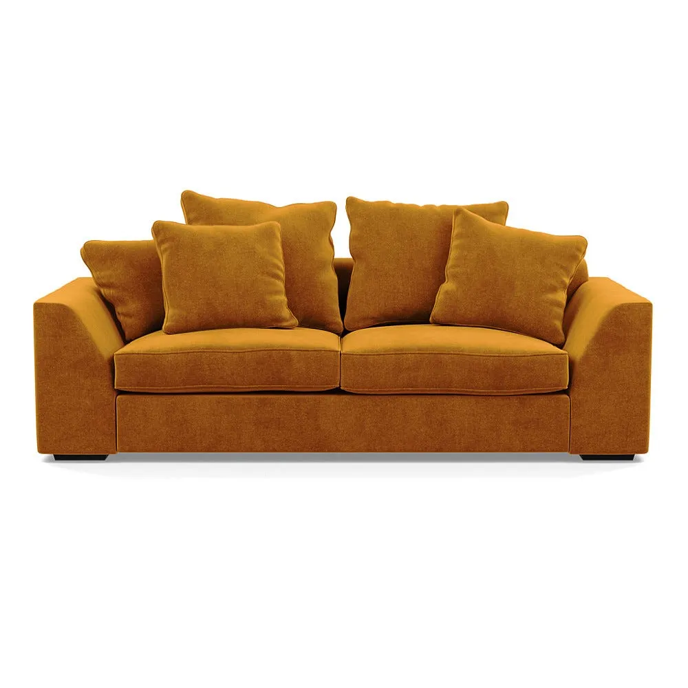 Heal's Cumulus 4 Seater Sofa Smart Luxe Velvet Cognac Black Feet
