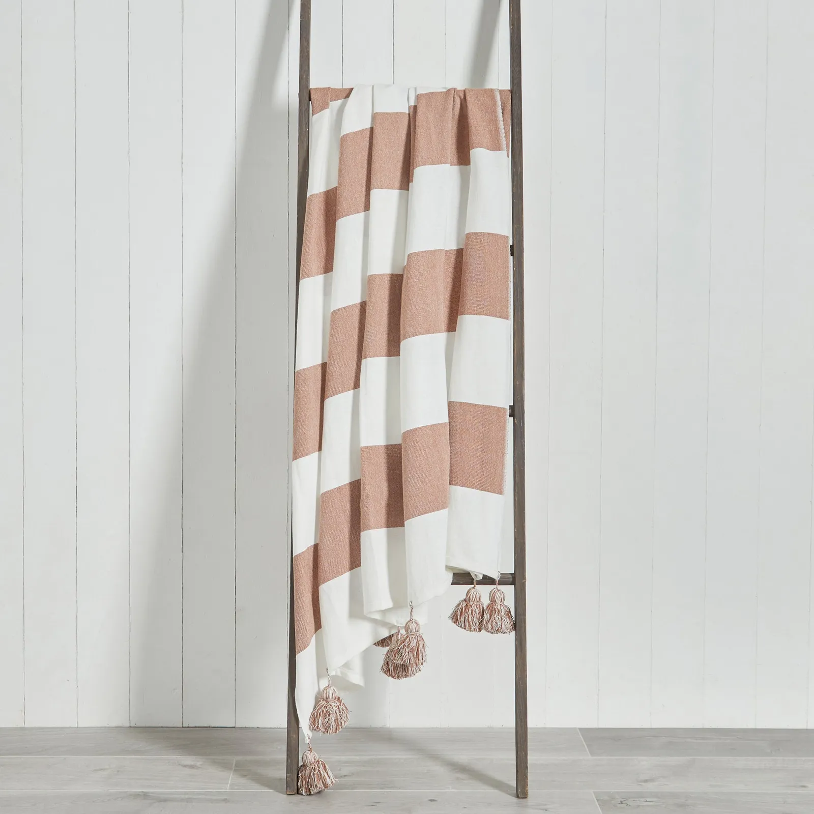 Lucas Stripe 150cm x 200cm Throw Orange and White