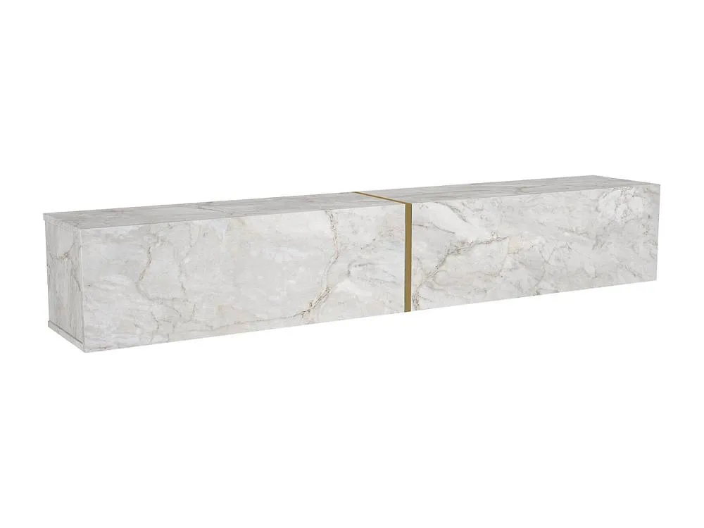 Vente-unique Wall-Mounted TV Unit With 2 Doors - White Marble Effect - DINOMA 5