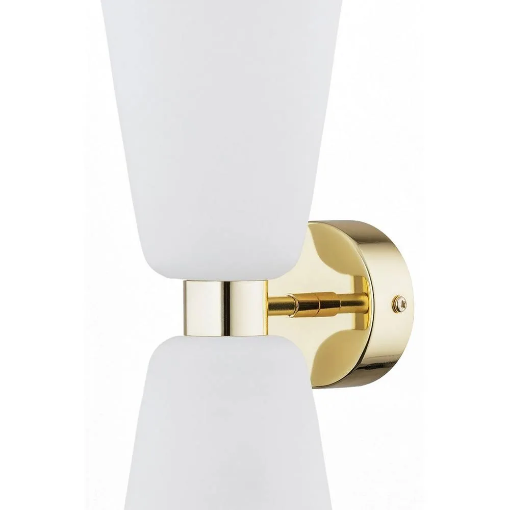 Netlighting Reno Up & Down Wall Lamp Opal Matt Brass Steel in Gold 3