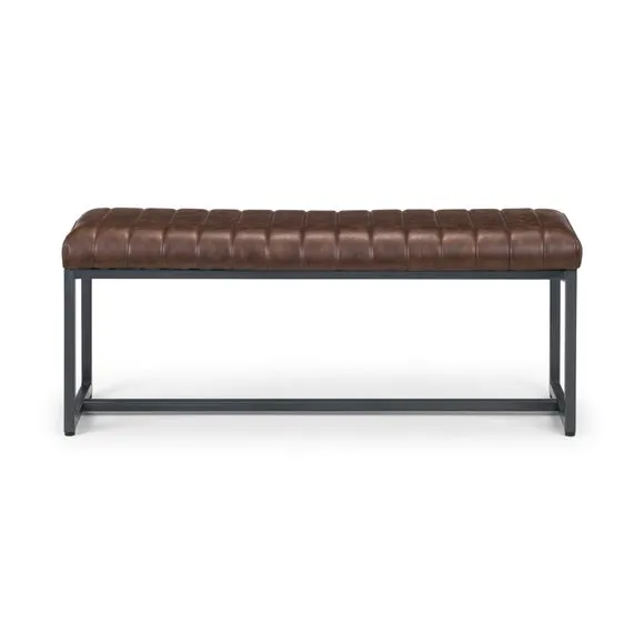 Brooklyn 2 Seater Dining Bench, Brown Faux Leather, 120cm 3
