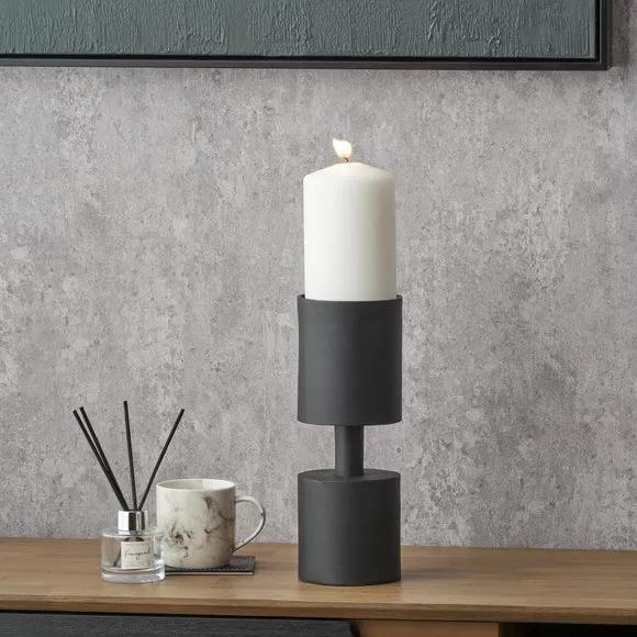 Matt Black Pillar Candle Holder