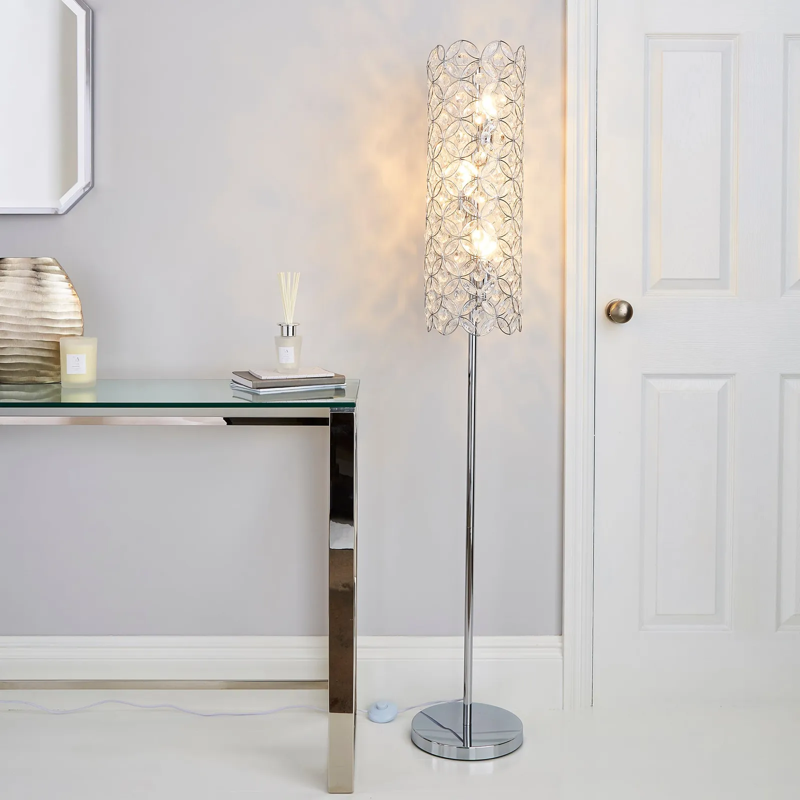 Arden Jewel Chrome Floor Lamp Chrome, Clear