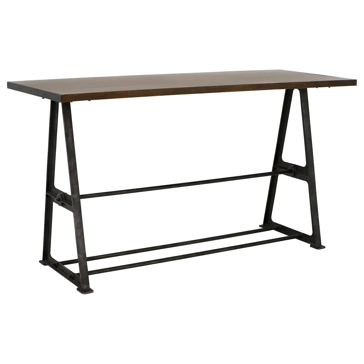 Bowery Bar Table, Coffee Brown and Rustic Black