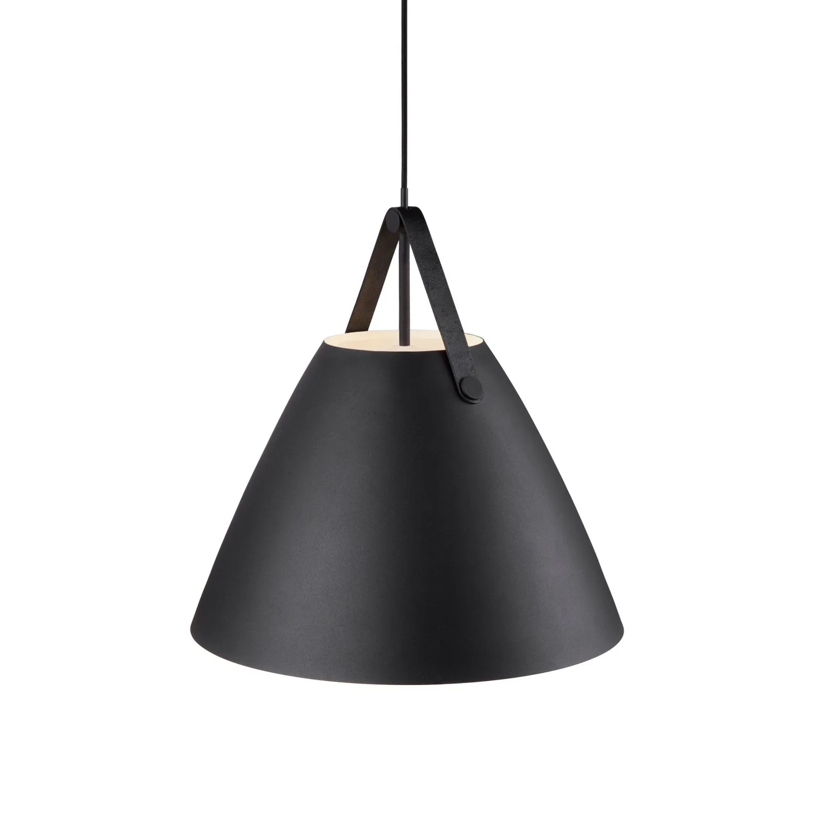 Nordlux Modern Indoor Pendant Light Black Metal E27 Brown & Black Strap - Mains Powered, IP20