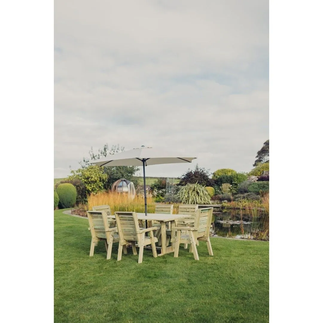 Churnet Valley Garden Furniture Ltd Clover 6 Seater Rectangular Table & Chair Sets - Partially Assembled in Brown 4