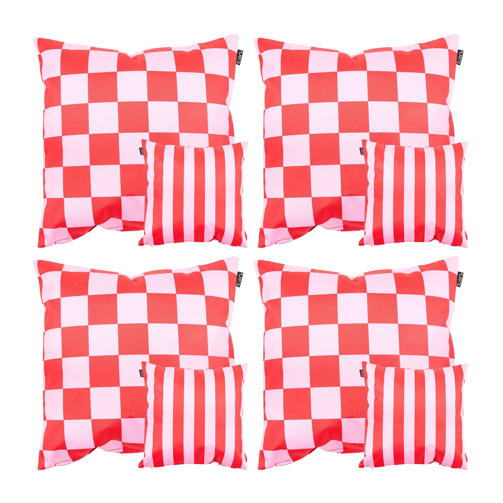 icon Indoor & Outdoor Checkerboard Waterproof Cushion Green 4x in Pink