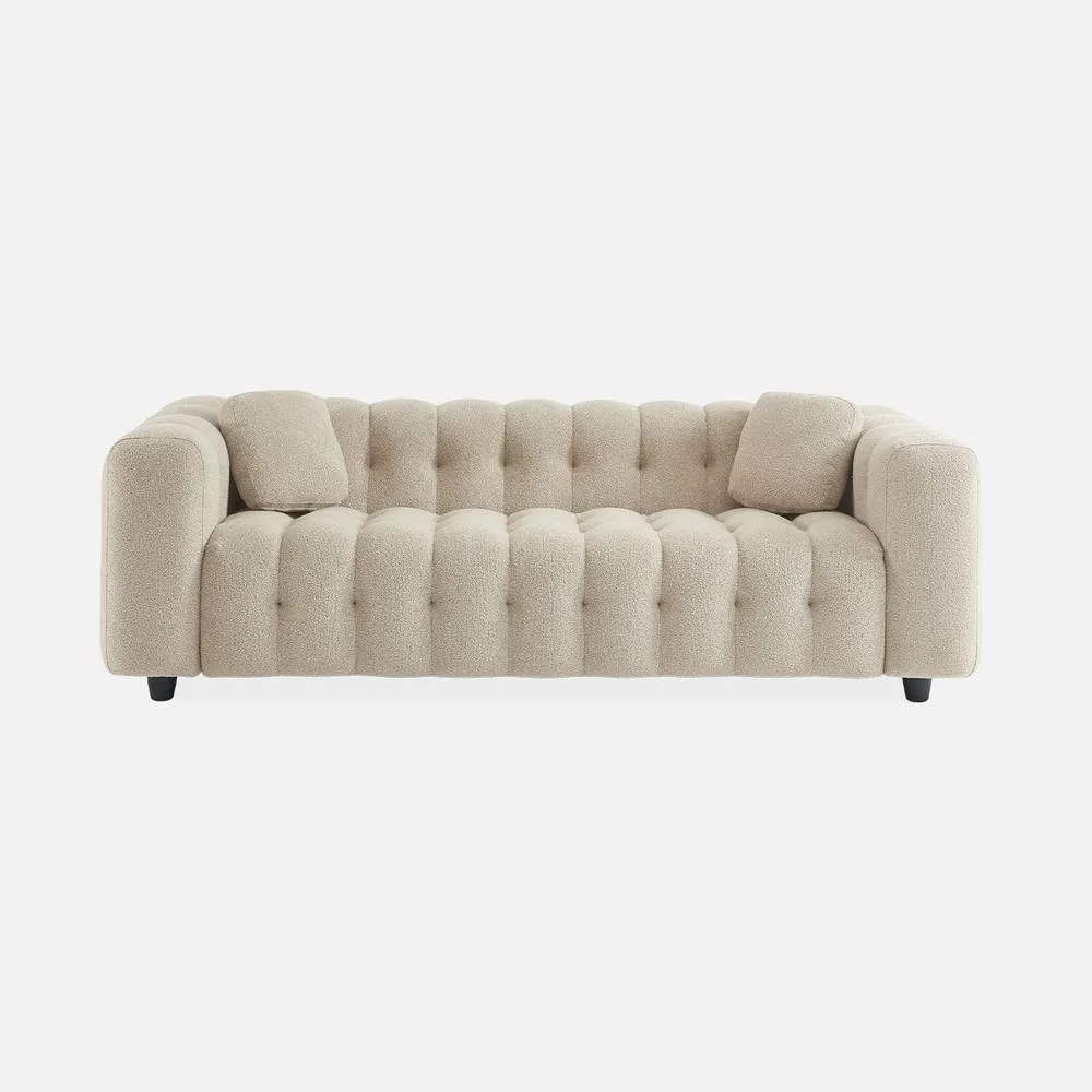 sweeek 3-seater Sofa Upholstered In Textured Boucle Fabric in Beige 2