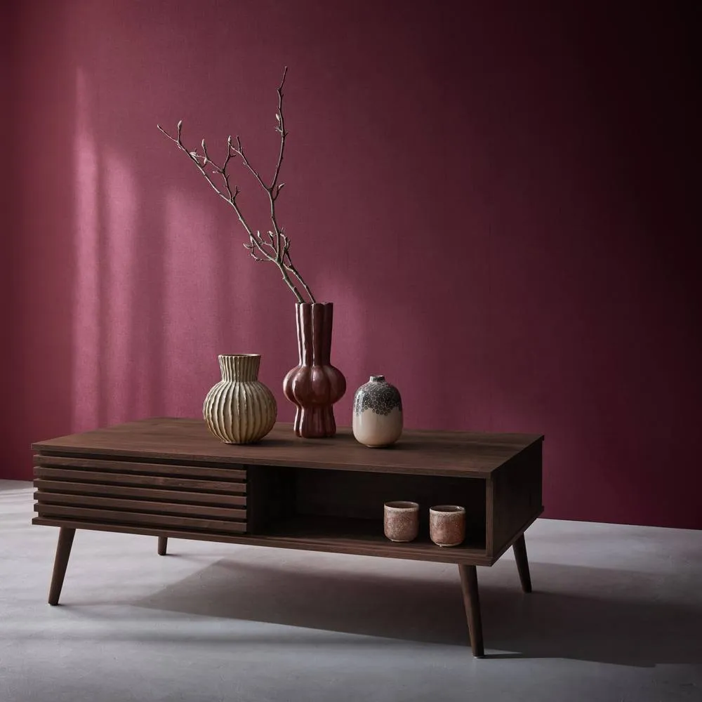 sweeek Scandi-style Coffee Table With Wooden Grooved Effect in Dark Brown 6