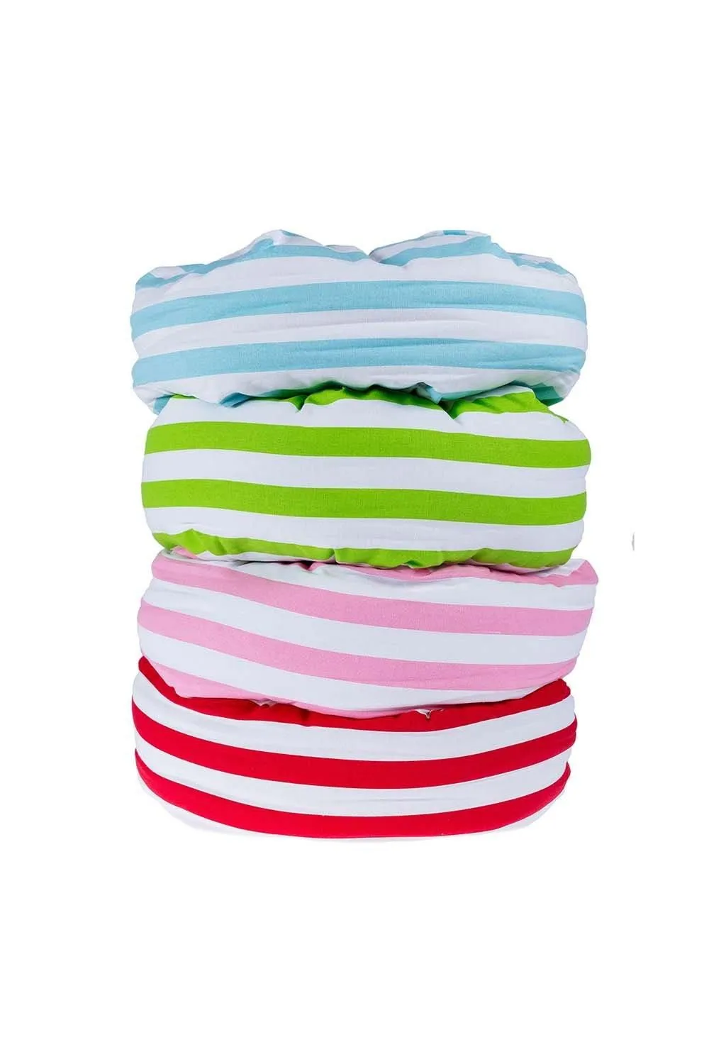 Homescapes Stripe Pleated Round Floor Cushion in Red 4