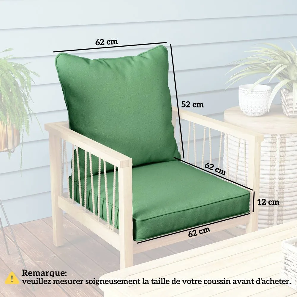 OUTSUNNY Garden Chair Cushion with Seat & Back Pad, CUSHION ONLY in Green 3