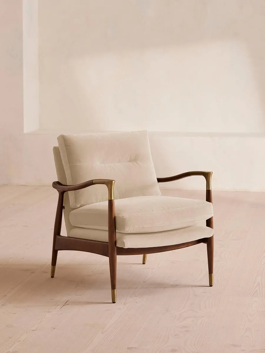 Theodore Armchair, Velvet, Porcelain