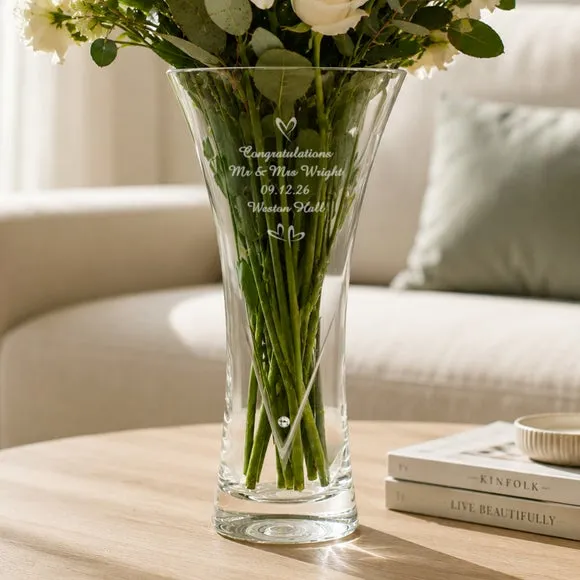 Personalised Hearts Diamond Effect Vase