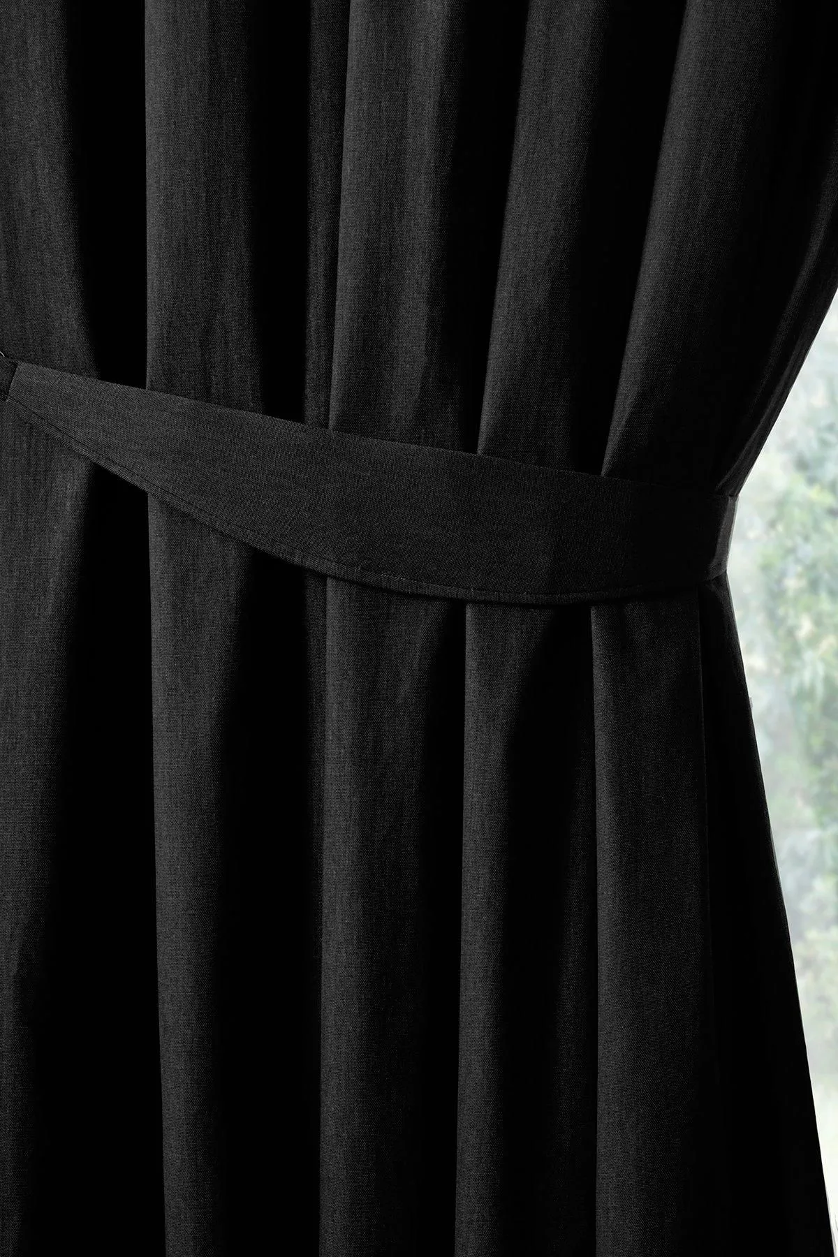 Fusion 'Dijon' Thermal & Blackout Fully Lined Pencil Pleat Curtains in Black 3