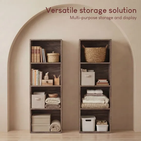 Return - Oxford 4 Tier Cube Bookcase, Walnut Effect 5
