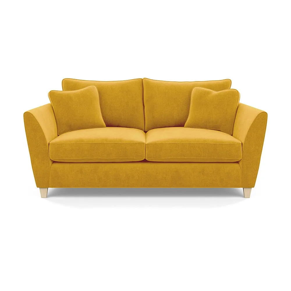 Heal's Torino 3 Seater Sofa Smart Luxe Velvet Canary Natural Feet 1