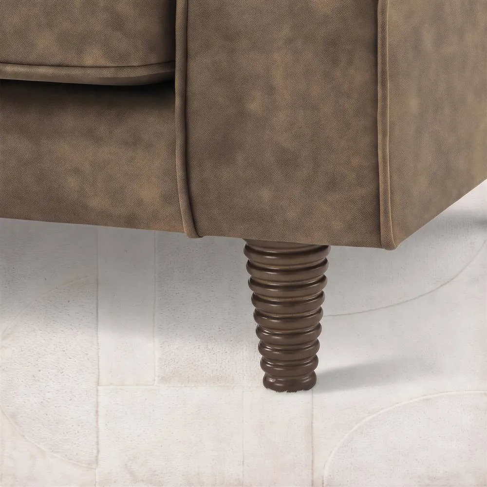 FurnitureboxUK Jasper Faux Leather 3 Seater Sofa in Brown 6
