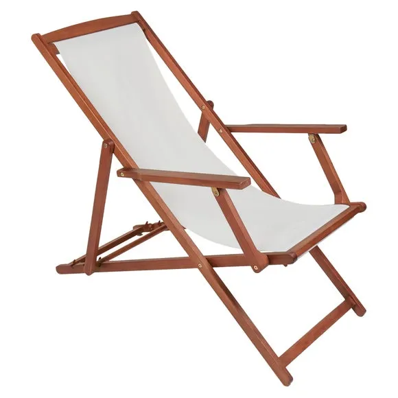 Eucalyptus Cream Wooden Deck Chair 2