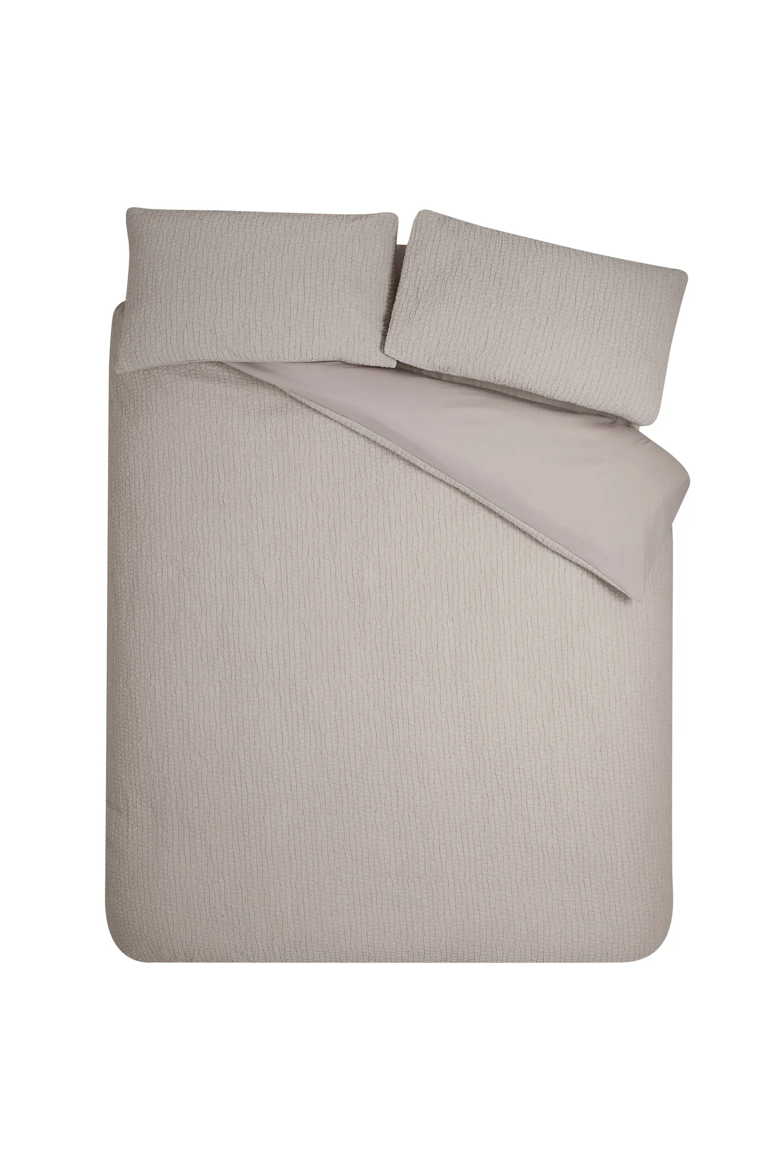 Catherine Lansfield Crinkle Seersucker Duvet Cover Set in Natural 5